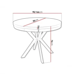 Tavolo da pranzo allungabile 90/166 cm rotondo rovere scuro nero Vortex