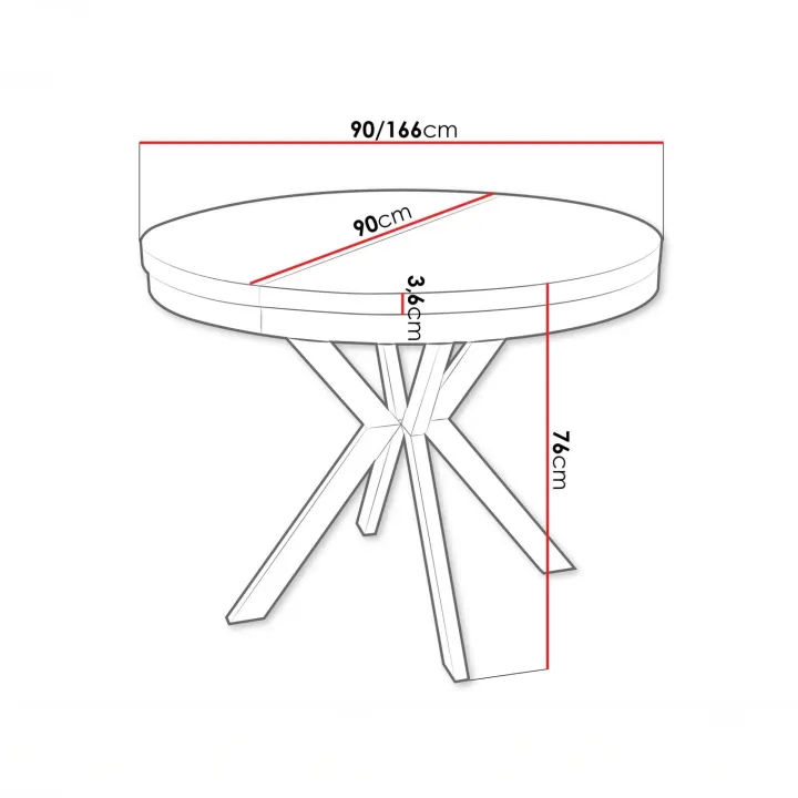 Tavolo da pranzo allungabile 90/166 cm rotondo rovere scuro nero Vortex