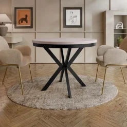 Tavolo da pranzo allungabile 90/166 cm rotondo beige cashmere nero Vortex