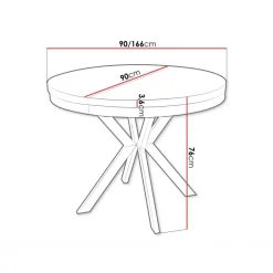 Tavolo da pranzo allungabile 90/166 cm rotondo nero Vortex