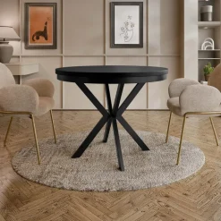 Tavolo da pranzo allungabile 90/166 cm rotondo nero Vortex