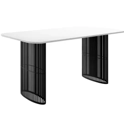 Tavolo da pranzo allungabile 160/236x90 cm industrial bianco metallo nero Hexa