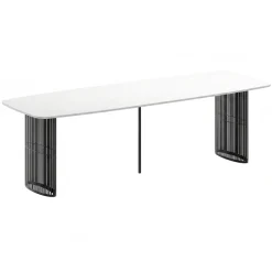 Tavolo da pranzo allungabile 160/236x90 cm industrial bianco metallo nero Hexa