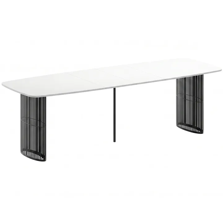 Tavolo da pranzo allungabile 160/236x90 cm industrial bianco metallo nero Hexa