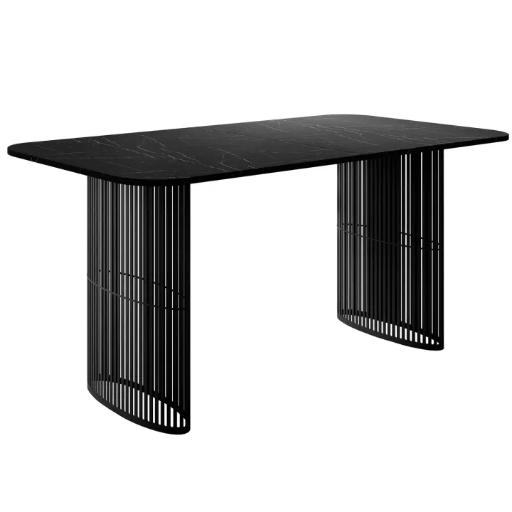 Tavolo da pranzo allungabile 160/236x90 cm industrial effetto marmo nero metallo nero Hexa