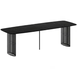 Tavolo da pranzo allungabile 160/236x90 cm industrial effetto marmo nero metallo nero Hexa