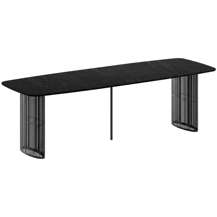 Tavolo da pranzo allungabile 160/236x90 cm industrial effetto marmo nero metallo nero Hexa