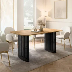 Tavolo da pranzo allungabile 160/236x90 cm industrial rovere metallo nero Hexa