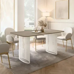 Tavolo da pranzo allungabile 160/236x90 cm industrial rovere scuro metallo cashmere Hexa