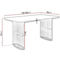 Tavolo da pranzo allungabile 160/236x90 cm industrial rovere scuro metallo cashmere Hexa