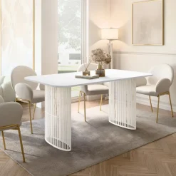 Tavolo da pranzo allungabile 160/236x90 cm industrial bianco metallo cashmere Hexa