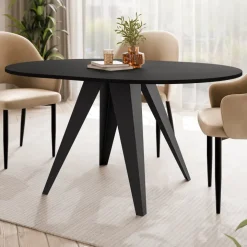 Tavolo da pranzo allungabile 100/138x100 cm rotondo industrial nero metallo nero Cortex