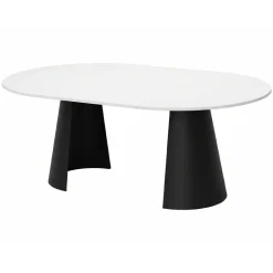 Tavolo da pranzo allungabile 100/176x100 cm rotondo industrial bianco metallo nero Grint