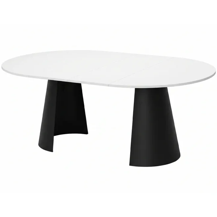 Tavolo da pranzo allungabile 100/176x100 cm rotondo industrial bianco metallo nero Grint