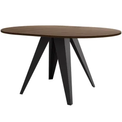 Tavolo da pranzo allungabile 100/138x100 cm rotondo industrial noce metallo nero Cortex