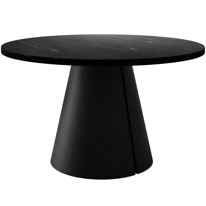 Tavolo da pranzo allungabile 100/176x100 cm rotondo industrial effetto marmo nero metallo nero Grint