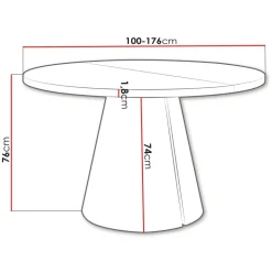 Tavolo da pranzo allungabile 100/176x100 cm rotondo industrial effetto marmo nero metallo nero Grint