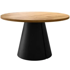 Tavolo da pranzo allungabile 100/176x100 cm rotondo industrial rovere metallo nero Grint