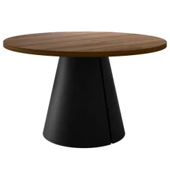 Tavolo da pranzo allungabile 100/176x100 cm rotondo industrial noce metallo nero Grint