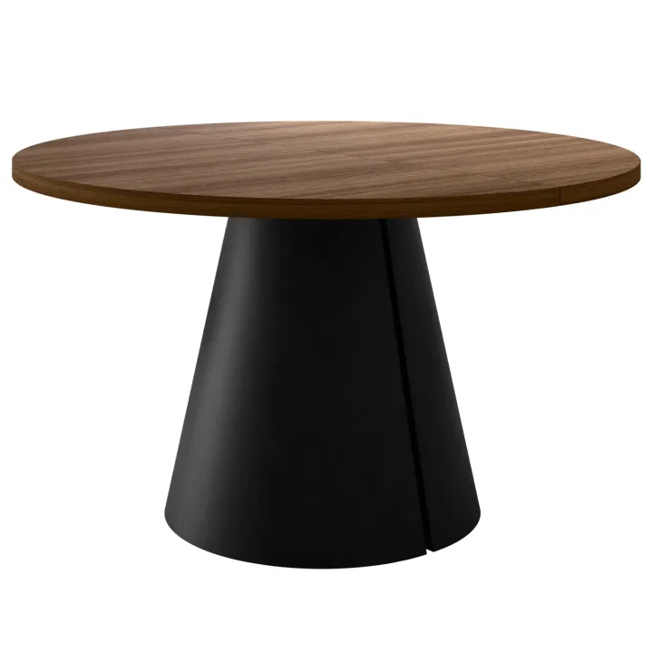 Tavolo da pranzo allungabile 100/176x100 cm rotondo industrial noce metallo nero Grint