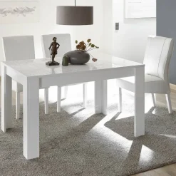 Tavolo da pranzo allungabile 180/228cm bianco laccato lucido Paradise