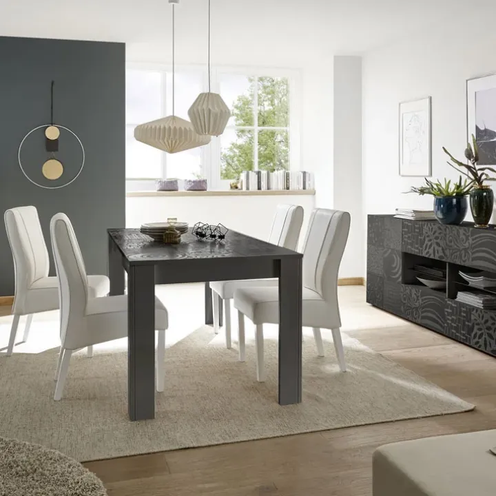 Tavolo da pranzo allungabile 137/185cm grigio laccato lucido Paradise