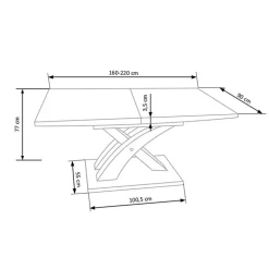 Tavolo da pranzo allungabile 160/220cm moderno bianco lucido Iride Gihome®