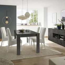 Tavolo da pranzo allungabile 180/228cm grigio laccato lucido Paradise
