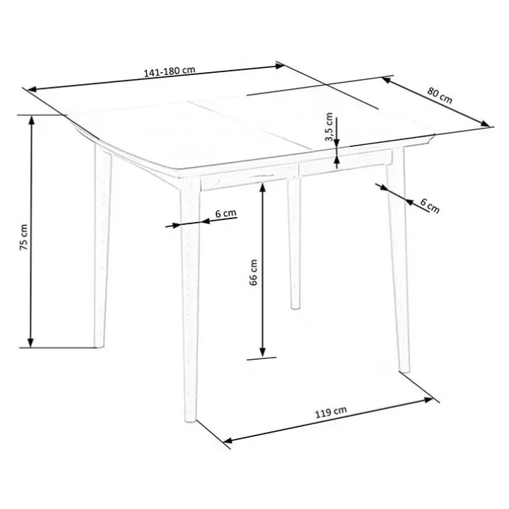 Tavolo da pranzo allungabile 90/190cm bianco opaco rovere Mostar