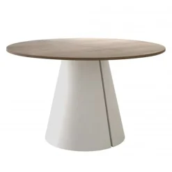 Tavolo da pranzo allungabile 100/176x100 cm rotondo industrial rovere scuro metallo cashmere Grint