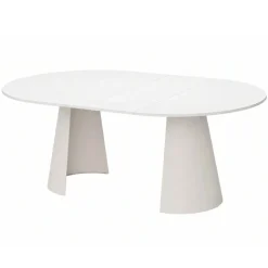 Tavolo da pranzo allungabile 100/176x100 cm rotondo industrial bianco metallo cashmere Grint