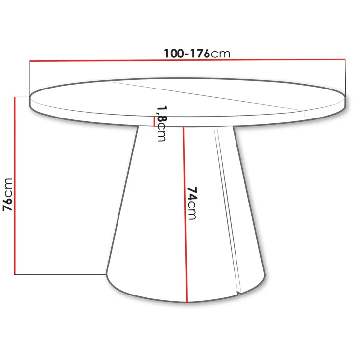 Tavolo da pranzo allungabile 100/176x100 cm rotondo industrial bianco metallo cashmere Grint