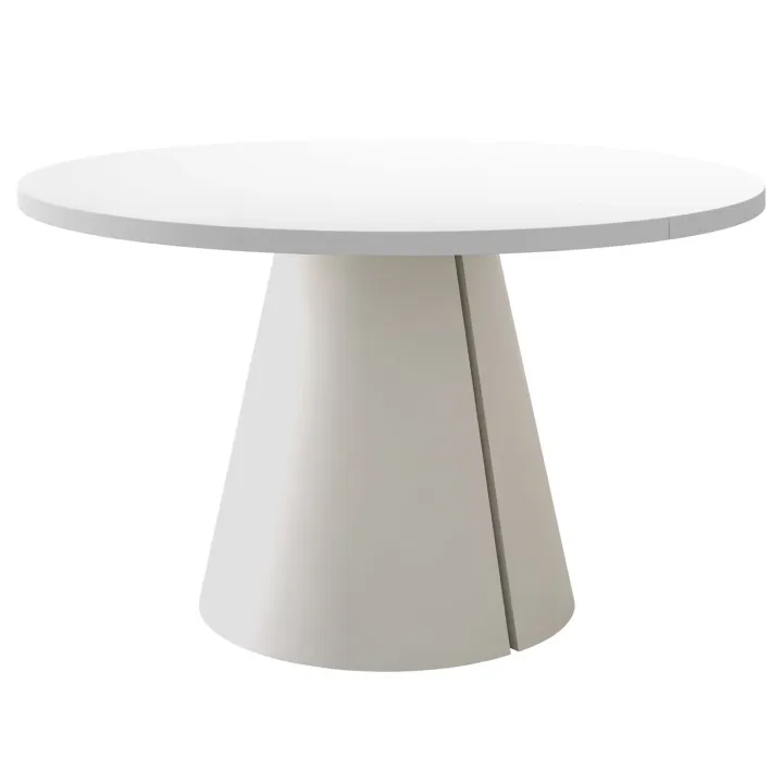 Tavolo da pranzo allungabile 100/176x100 cm rotondo industrial bianco metallo cashmere Grint