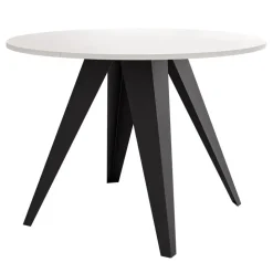 Tavolo da pranzo allungabile 100/138x100 cm rotondo industrial bianco metallo nero Cortex