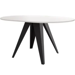 Tavolo da pranzo allungabile 100/138x100 cm rotondo industrial bianco metallo nero Cortex