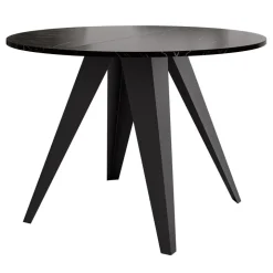 Tavolo da pranzo allungabile 100/138x100 cm rotondo industrial effetto marmo nero metallo nero Cortex