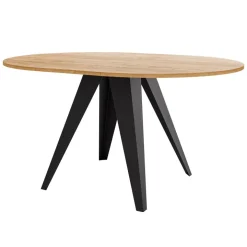 Tavolo da pranzo allungabile 100/138x100 cm rotondo industrial rovere metallo nero Cortex