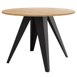 Tavolo da pranzo allungabile 100/138x100 cm rotondo industrial rovere metallo nero Cortex