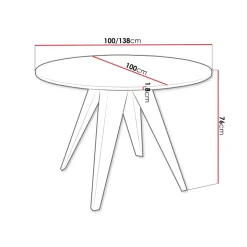Tavolo da pranzo allungabile 100/138x100 cm rotondo industrial cashmere metallo cashmere Cortex