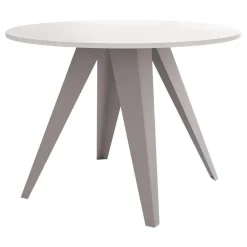 Tavolo da pranzo allungabile 100/138x100 cm rotondo industrial bianco metallo cashmere Cortex