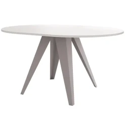Tavolo da pranzo allungabile 100/138x100 cm rotondo industrial bianco metallo cashmere Cortex