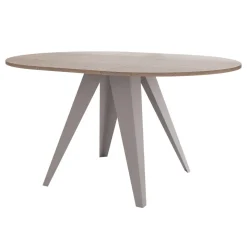 Tavolo da pranzo allungabile 100/138x100 cm rotondo industrial rovere scuro metallo cashmere Cortex