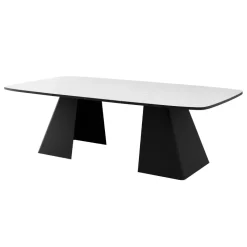 Tavolo da pranzo allungabile 180/256x110cm industrial bianco metallo nero Rail
