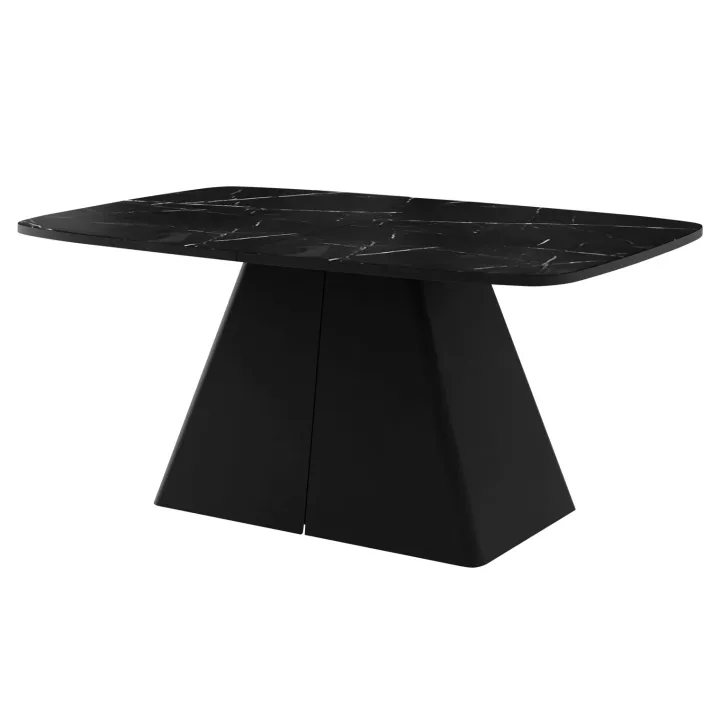 Tavolo da pranzo allungabile 180/256x110cm industrial effetto marmo nero metallo nero Rail
