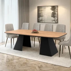 Tavolo da pranzo allungabile 180/256x110cm industrial rovere metallo nero Rail