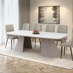 Tavolo da pranzo allungabile 180/256x110cm industrial bianco metallo cashmere Rail