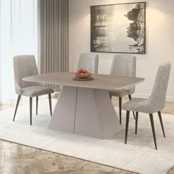 Tavolo da pranzo allungabile 180/256x110cm industrial rovere scuro metallo cashmere Rail