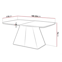 Tavolo da pranzo allungabile 180/256x110cm industrial rovere scuro metallo cashmere Rail