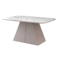 Tavolo da pranzo allungabile 180/256x110cm industrial effetto marmo bianco metallo cashmere Rail