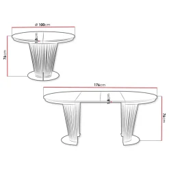 Tavolo da pranzo allungabile 100/176x100 cm rotondo industrial bianco metallo nero Monox